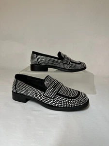Loafer Rhinestone Black Size 8 Slip On Flats Party Sparkle Disco - Picture 1 of 10