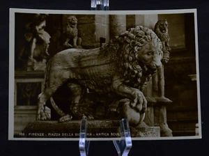 Postcard Firenze Piazza della Signoria Antica Scultura Italy Sepia RPPC - Picture 1 of 2
