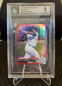 2017 Bowman Chrome Mini #BCP30 Willie Calhoun rifrattore rosso RC #/10 BGS 9 COME NUOVO - Foto 1 di 2