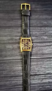 Vintage Tank Men's Classic Tank Barrel Gold Black Watch New Mvt & Batt ** - Picture 1 of 6