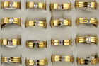 60Stk Herrenschmuck Großhandel klar Zirkonia gemischt vergoldet Edelstahl Ringe