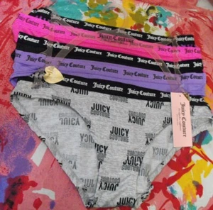 5 NEW JUICY COUTURE JC8562 5PKAG MF SIGNATURE WAIST CHEEKY BIKINI PANTIES S - Picture 1 of 2