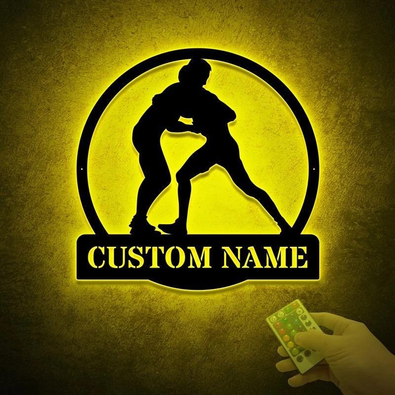Arte de pared de metal deportivo de lucha libre personalizado con luces LED, letrero de lucha libre Foto 1 de 4