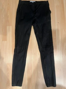 $998 DIANE VON FURSTENBERG EVERLY LEATHER TROUSER ZIP LEG PANTS SZ 10 - Picture 1 of 7