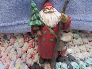 VINTAGE HALLMARK 1998 SANTA CLAUS MAKING HIS WAY CHRISTMAS ORNAMENT FOLK ART - Picture 1 of 6
