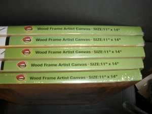 Lot of 5 NEW Mike's Art Department Wood Frame Artist Canvas 11" x 14" - Picture 1 of 5
