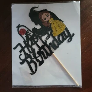 Cake Topper Happy Birthday Beauty And The Beast Disney - Picture 1 of 1