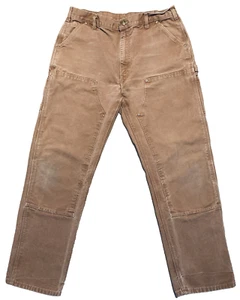 Carhartt B01 BRN Double Knee Carpenter Pants Size 38x34 (Fits 36x33) Faded - Picture 1 of 11