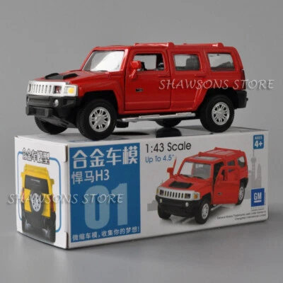 Carro de brinquedo Hummer H3 SUV modelo de metal fundido escala 1:43 réplica em miniatura puxar para trás - Imagem 1 de 4