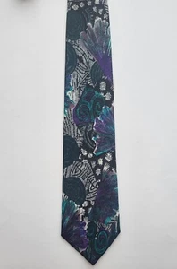 Florenzi Collection Silk Green Purple Multicolor Geometric Print Men's Neck Tie - Picture 1 of 4