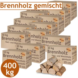 Brennholz Kaminholz gemischt 400 kg Holz Ofen Hartholz Weichholz 25 cm Flameup - Bild 1 von 7