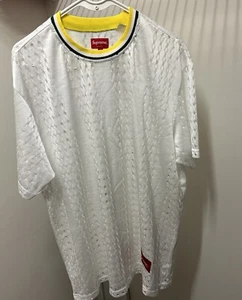 Supreme Perforated Stripe Warm Up Top White Sz XL - Picture 1 of 5