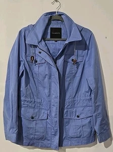 Talbots Light Blue Zip Up Jacket Size M 100% Polyester Rain Coat - Picture 1 of 3