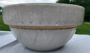 Ciotola miscelatore recinzione picchetto ceramica Clay City bianca anni '20 10 1/2" antica - Foto 1 di 7