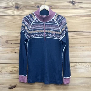 Kari Traa Sweater Shirt XL 1/4 Zip Pink Gray Fair Isle 100% Wool High Neck B156 - Bild 1 von 11