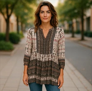 Anthropology Tiny Molly Boho Tunic Dress Womens Size XS Has Pockets Rayon - Bild 1 von 15