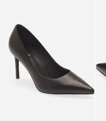 TACONES Jeffrey Campbell Talla 8 Nikia Cuero Negro Punta Punta  Foto 1 de 4