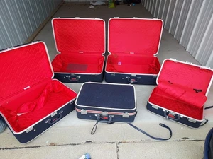 Skyway 1970 vintage luggage 5 pc set, navy wool See Details Free SHIPPING - Picture 1 of 13