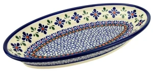 Piatto da portata ovale ceramica polacca con motivo floreale a mosaico di Zaklady - Foto 1 di 4