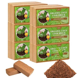 12pcs Organic Coco Coir Bricks Soil Blocks- 100% Natural Compressed Coco Peat... - Picture 1 of 7