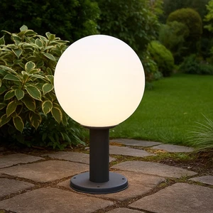 Außenleuchte Sockelleuchte Stehlampe LED Kugelleuchte Glas opal anthrazit Alu - Bild 1 von 6