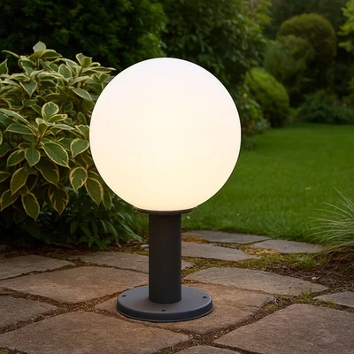 Stehlampe Außenlampe Wegeleuchte LED Glaskugel Terrassenlampe anthrazit D 25 cm - Bild 1 von 4