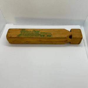 Wooden Toy Train Whistle Green Printed Train Picture - Picture 1 of 6