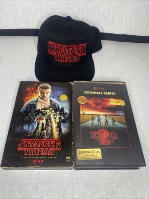 Stranger Things 1st & 2nd Season 1 & 2 Blu-ray + DVD Poster Target VHS & Cap Lot - Image 1 of 4