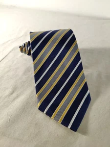 Gucci Men’s Tie Blue & Gold Striped Necktie 100% Silk 3” X 58” Made In Italy - Picture 1 of 7