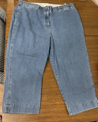 Pantalones de mezclilla de algodón recortados Westbound para mujer talla 20 W con puños lavado mediano Foto 1 de 3