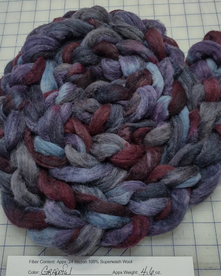Superwash Wool Sliver Roving Spinning Handpainted USA NWT Grapeful - Image 1 of 1