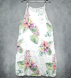 Lungo L'Arno 100% Linen Floral Slip Sun Dress Long Large Slit Sides Straps NWT - Picture 1 of 21