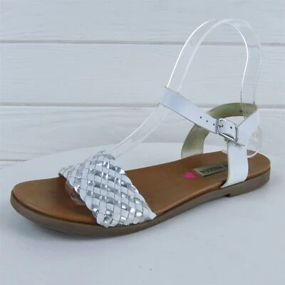 Steve Madden Ankle Strap  Girl Y 4 Medium Sandal White Leather Buckle - Image 1 of 4