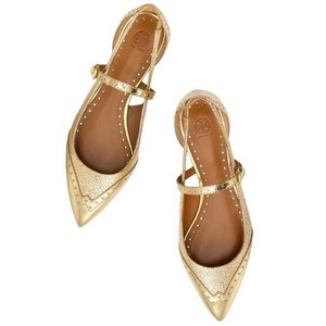 Tory Burch Gold Leather Bernadette Pointed Toe Mary Jane Ballet Flats Size 7