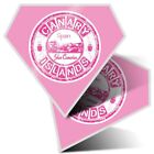 2 x Diamond Stickers 10 cm  - Pink Canary Islands Spain Islas Canarias  #19492