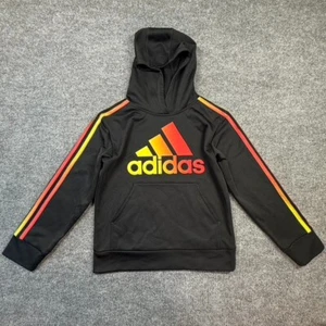 Adidas Sweater Youth 6 Small Black Orange Hoodie Athletic Activewear Hoodie Kid - Picture 1 of 7
