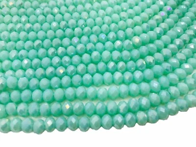 Crystal Spacer Beads Opaque Turquoise Luster 5mm Rondelle Qty: 44 - Image 1 of 2