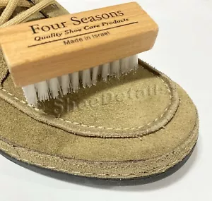 Nylon Bristles Suede Nubuck Brush Wood Handle Shoe Boot Bag Nap Cleaning Washing - Picture 1 of 5