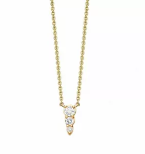 Collar colgante minimalista de 6 mm oro 14K 0,06 quilates de tres diamantes creados en laboratorio - Imagen 1 de 1