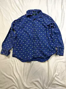 VTG 90s Hunt Club Button Down Shirt Men XL Retro Duck Blue - Picture 1 of 10