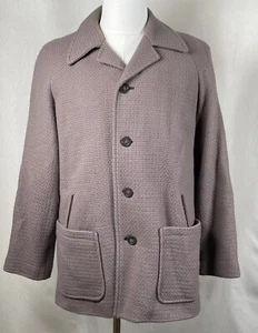 Brown Casual Wool Overcoat Vintage 1960s Boxy Loose Fit Two Front Patch Pockets - Picture 1 of 19