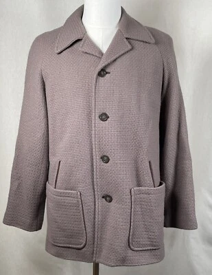Brown Casual Wool Overcoat Vintage 1960s Boxy Loose Fit Two Front Patch Pockets - Image 1 of 4