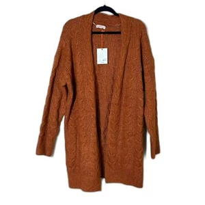 NWT Knox Rose Burnt Orange Cable Knit Cardigan Large - Picture 1 of 9