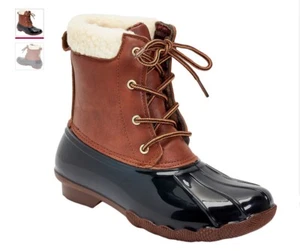 Adrienne Vittadini “ Gavin-63K” Girls Fleece Collar Duck Boot - Black - 13M - Picture 1 of 2