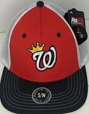 NEW Mens Washington Nationals W/ Crown Baseball Cap Fitted Mesh Hat Size M/S Red