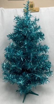 2 Foot Tall Turquoise Blue Desktop Christmas Tree - Image 1 of 4
