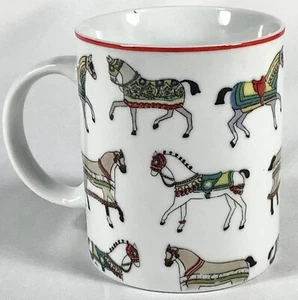 POMEGRANATE Horses in Parade Mug Coffee Tea Kentucky Ceramic 10” oz Multicolor - Picture 1 of 5