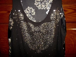 Camiseta sin mangas para mujer Cynthia Rowley lentejuelas cuentas rayón talla S - Imagen 1 de 3