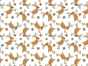 Christmas REINDEER & Snowflakes on White Tissue Paper # 401 ~ 10 Large Sheets - Picture 1 of 2