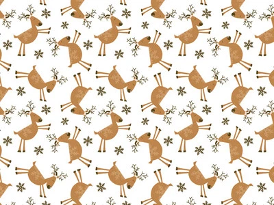 Christmas REINDEER & Snowflakes on White Tissue Paper # 401 ~ 10 Large Sheets - Image 1 of 2